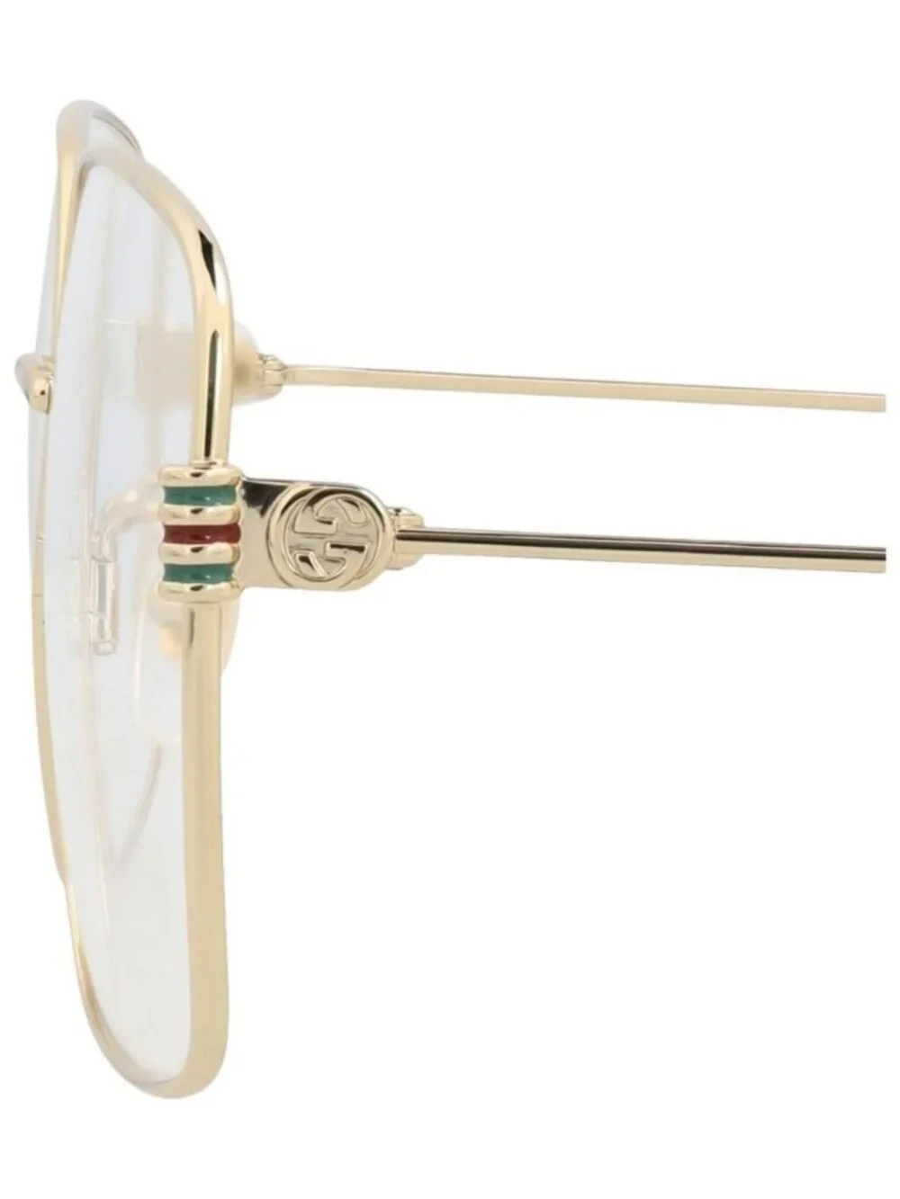 New Gucci Womens Square/Rectangle Gold Gold Transparent Fashion Designer Eyeglas